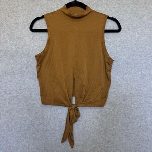 Lululemon Tank Top with Front Tie Womens XS Brown Yoga Barre Cropped Mock Neck